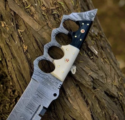 CUCHILLO DE CAZA BOWIE TÁCTICO HECHO A MANO PERSONALIZADO DE ACERO DAMASCO VIENE CON/VAINA, Foto 1 de 4