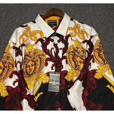 Barabas rhinestone rodeo baroque medusa button shirt loud club mens 5XL new - Image 1 of 4