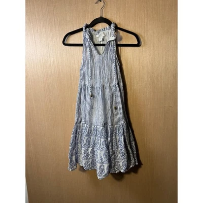 Vestido Calypso St. Barth XS Azul Blanco Rayas Halter Sin Mangas Verano Foto 1 de 4