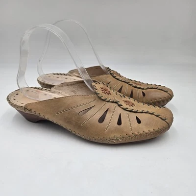 Pikolinos Mules Mujer 10 Amarillo Mostaza Floral Corte Láser Cuero Informal Comodidad Foto 1 de 4