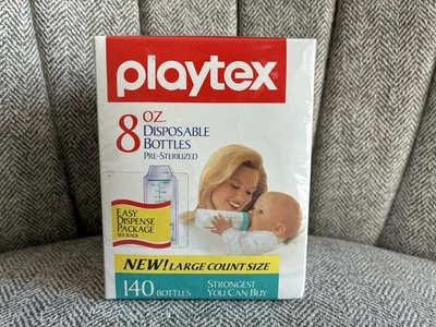 Forros de garrafa descartáveis vintage Playtex 8 fl oz 140 unidades novo no pacote - Imagem 1 de 4