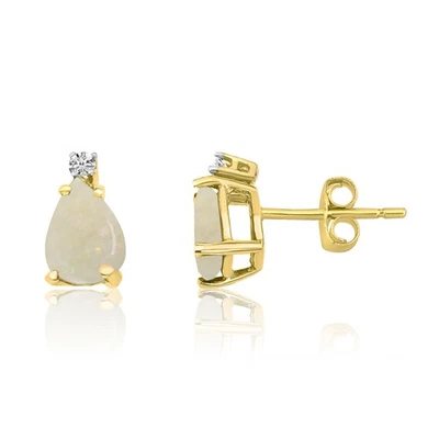 LXR 14k Gelbgold Pear Peridot und Diamant Ohrringe 0.7 ct - Bild 1 von 2