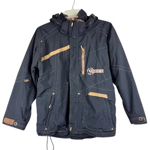 Obermeyer Sport Hooded Snowboarding Ski Jacket Coat Black/Brown Size 14 Jr. - Picture 1 of 16