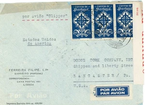 Portugal Sc#586(strip of 3)-RESTAURADORES LISBOA-15/FEV/40-COMMERCIAL USE-NO CON - Picture 1 of 2