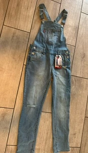 NWT Levis Girls Girlfriend Overalls Sz 12 Regular Stretch Denim Slim - Picture 1 of 6