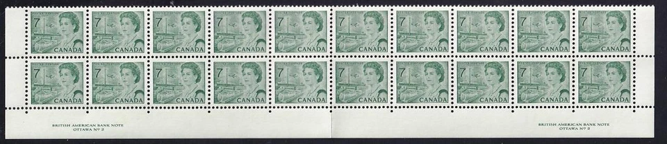 Canada 1971 QEII 7c Centennial, MNH PL2 folded bottom pane of 20, sc#543 DEX - Image 1 of 1
