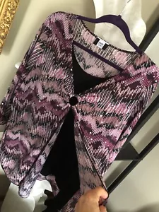 Studio 1940 Burgundy Sequin Women’s 3/4 Flare Sleeve Cute Blouse Top Plus 14/16W - Picture 1 of 5