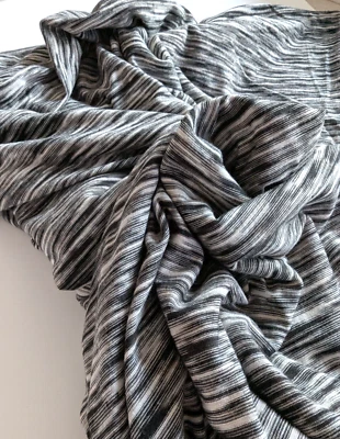 Gray, Black & White Sweater Stretch Knit Fabric Remnant - Image 1 of 4