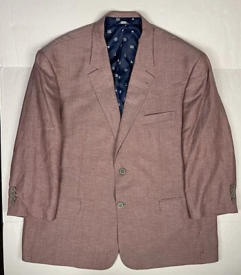 Oak Hill мужчин Blazer костюм куртка 2XL 50/52 красный поли шерсти льна опрятный геометрический  - Изображение 1 из 4