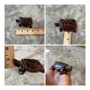 Vintage Small Hand Carved Turtle Sculpture Wooden Decor 3” Long. - Picture 1 of 11
