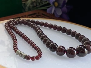 2pcs   4-11mm Natural Red Garnet Crystal Round Gemstone Tower Necklace 17 '' AAA - Picture 1 of 6