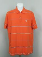 IZOD Mens Size L (44) Orange Striped Short Sleeve Polo Shirt 316 