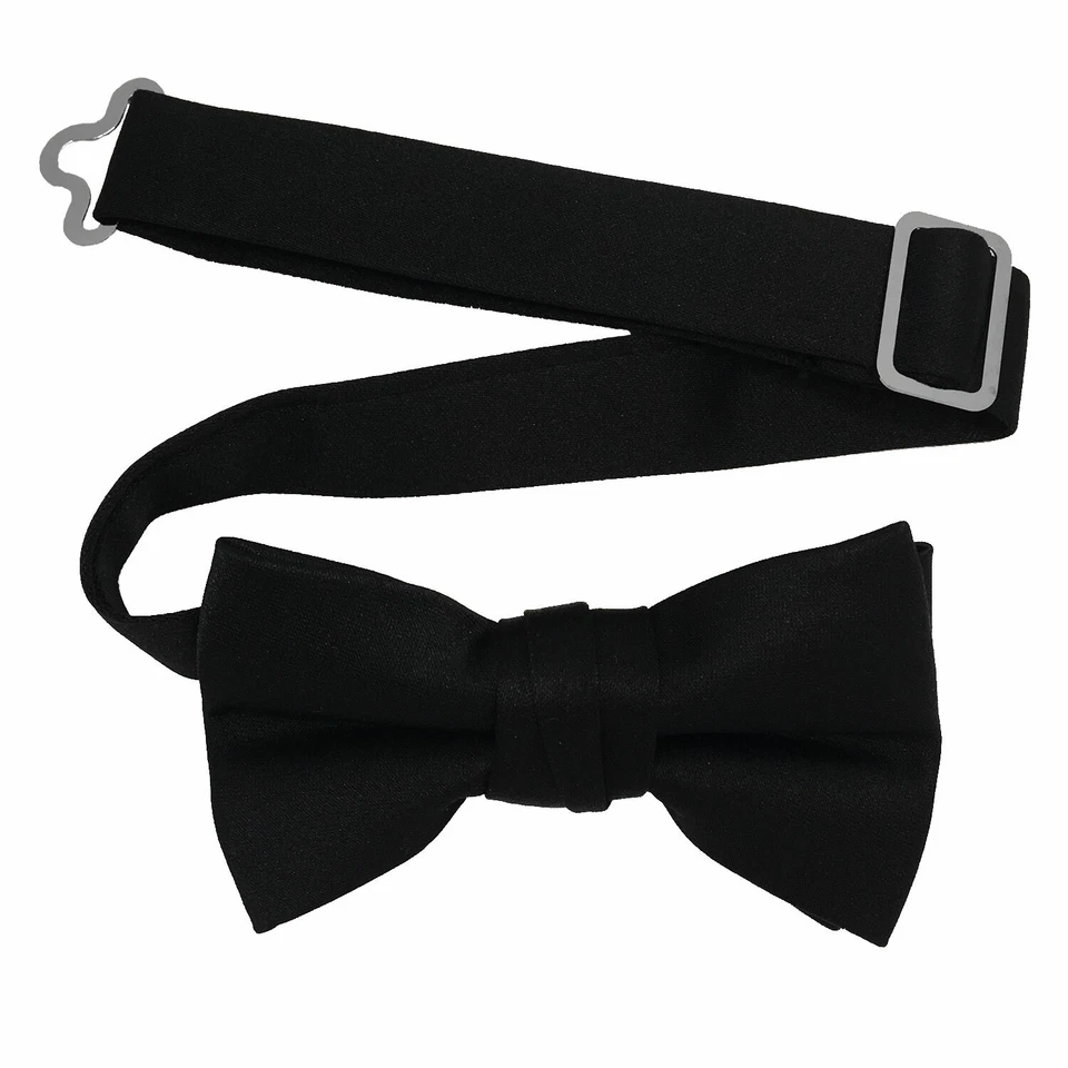 Boys Bow Tie Quality clip on adjustable neck band Satin Solid Pattern Colors - Image 1 of 1