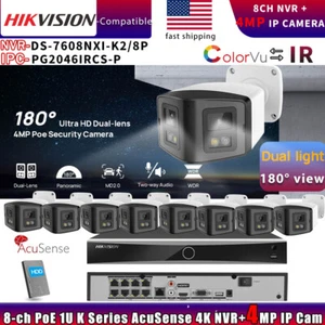 Hikvision Compatible Color 4MP 180View IP camera+DS-7608NXI-K2/8P NVR System Lot - Picture 1 of 25