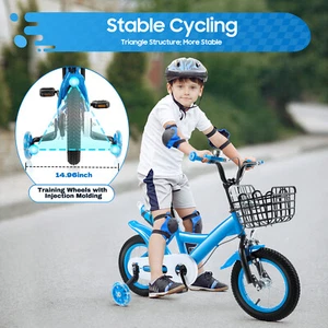 Bicicletta per Bambini 12 Pollici Bicicletta Bambini Ragazzo Ragazza Bicicletta per Bambini con Ruote di Supporto Cestino - Foto 1 di 16