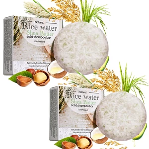 2Pcs Rice Water Shampoo Bar for Hair Growth, Protein Shampoo Bar Bulk, Root Whit - Picture 1 of 12