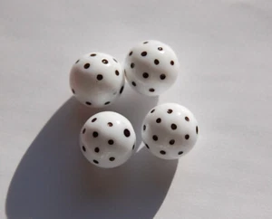 Vintage White and Black Polka Dot Beads 13mm (4) bds827B - Picture 1 of 2