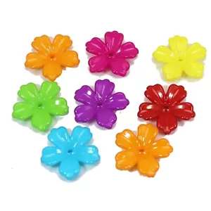 100 Mixed Bright Color Acrylic Flower Bead Caps 20mm Loose Spacer Craft DIY - Picture 1 of 7