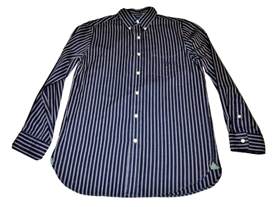 Camisa Chaps Ralph Lauren Crest Para Hombre Botón Azul Marino Repujado Rayas Talla Pequeña Foto 1 de 4