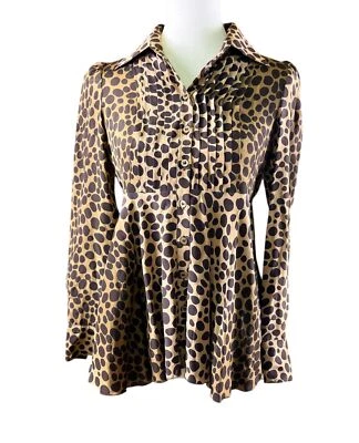 Blusa Moschino barata y elegante de seda leopardo para mujer talla pequeña manga larga  Foto 1 de 4
