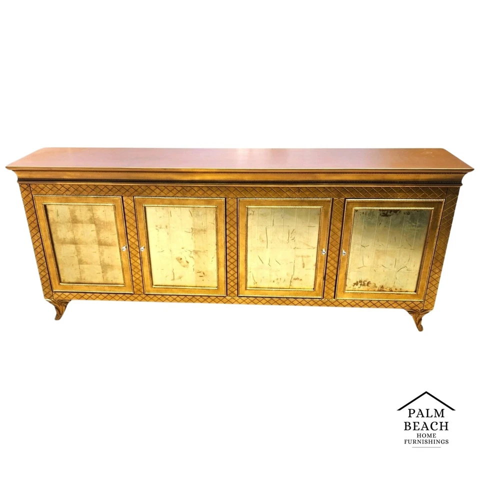 Aparador Buffet Hoja Dorada Oro Barra Credenza Gabinete Hecho a Medida 95" Foto 1 de 4
