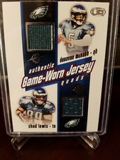 2002 Pacific Heads Up Game Worn Jersey Quads McNabb Lewis mitchell Pinkston #27