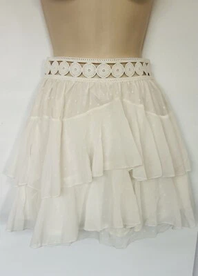 WHITE FOX Women's White Lace Trim Flare Ruffle Short Summer Skirt Size XS BNWT - image 1 of 4