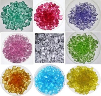 Deko -Glassteine 4-10 mm: Rosa, Blaugrün, Rot, Violett, Grün (1 kg)