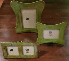 HEAVY METAL TIC (set of 3) SOFT GREEN RUSTIC MODERN TABLE TOP PICTURE FRAMES