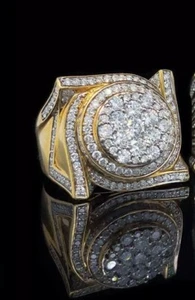 4,5 KARAT DIAMANT HERREN RING GEFASST IN 14K GELBGOLD 20 GRAMM - Bild 1 von 1