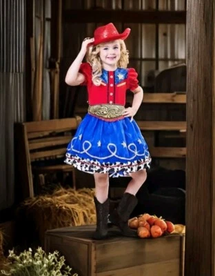 Disfraz de Vaquera Niñas Grande (10-12) Vestir Rodeo Cutie Rojo Lentejuelas Sombrero Niño Foto 1 de 4