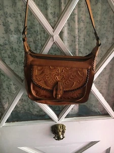 Patricia Nash Camila Double Zip Crossbody Bag Tooled Italian Leather Western - Bild 1 von 7