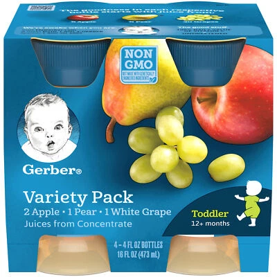 Gerber Variedad Pack Jugo De Concentrado 3 Sabores No OGM - 4 Ct - Pack De 6 Foto 1 de 4