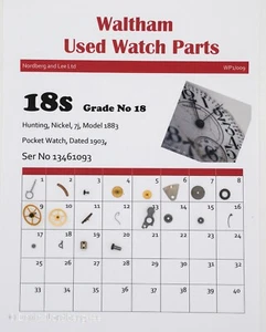 Waltham gebrauchte Uhrenteile 18 / 18er Modell 1883, Grade 18, Ser No 13461093 - Bild 1 von 1