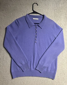 Woolovers Sweater Womens M Purple Polo Wool Cashmere Pearl Merino Knit Jumper - Picture 1 of 17