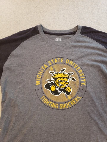 Wichita State University Shockers Black & Gray Long Sleeve TShirt Mens Sz XL NEW Cover