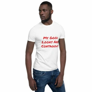 Quarantäne Humor Lustiges Shirt, Text Ansteckende Looks Kurzarm Unisex T-Shirt - Bild 1 von 9