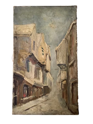 Maurice UTRILLO? Pintura al óleo sobre lienzo Snowy Street Montmartre Ecole de Paris Foto 1 de 4
