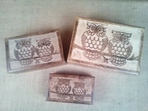 Rustic Style Decorative Hardwood Wise Owl Wooden Trinket Box - Picture 1 of 15