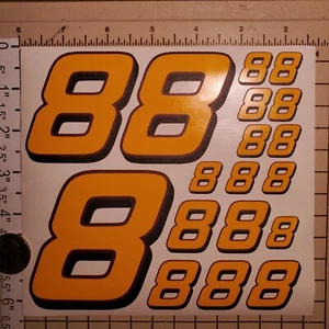 Yellow wBurgandy & Black #8's Racing Numbers Vinyl Decal Sheet 1/10-1/12 - Picture 1 of 11