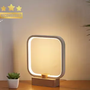 LED Wood Table Lamp 3 Color Temps Dimmable for Bedroom Living Room Gift - Picture 1 of 12