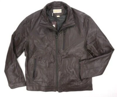 CHAQUETA DE CORREDOR DE CUERO SINTÉTICO MARRÓN CHOCOLATE MICHAEL KORS NUEVA $398 TALLA XL Foto 1 de 4