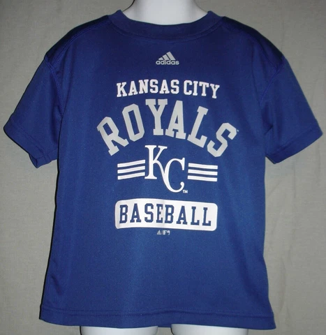 Kansas City Royals Kids T-Shirt - Boys Size M 5/6 - Adidas Blue Short Sleeve Cover