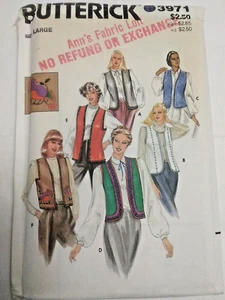Vest Sleeveless Open Front L Butterick 3971 Sewing Pattern Transfer UC VTG 80s - Picture 1 of 8