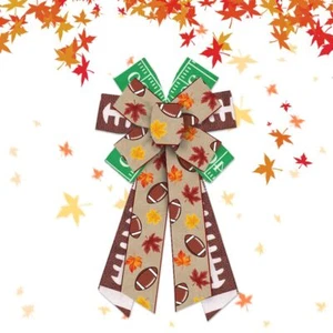 Large Fall Bows for Wreath Thanksgiving Wreath Bows Green Natural Burlap Bow ... - Picture 1 of 5