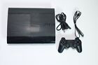Sony Playstation 3 Super Slim 500 Gb Black With Controller Ac Usb Cable, Tested