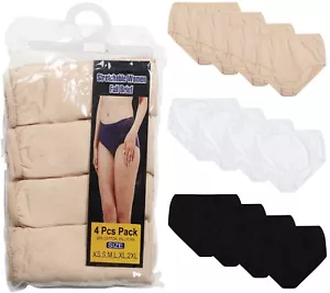 Damen-Slips 4er-Pack Baumwolle Unterwäsche UK-Größe 12 bis 24 Stretch-Slips - Bild 1 von 13