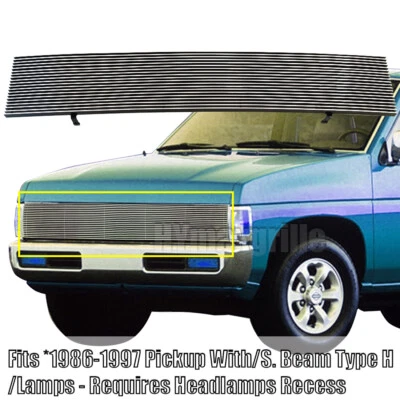 Front Billet Grille Fits  86-97 Nissan Pickup Phantom Main Upper Grille Insert Foto 1 de 4