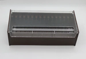 Vtg TDK Cassette Tape Holder Hard Plastic Brown & Clear Hinged Lid Holds 15 RARE - Picture 1 of 17