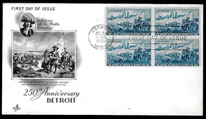 1000 3c Stamp (1951) CADILLAC LANDING AT DETROIT FDC FROM ART CRAFT - BLOCK - Picture 1 of 1